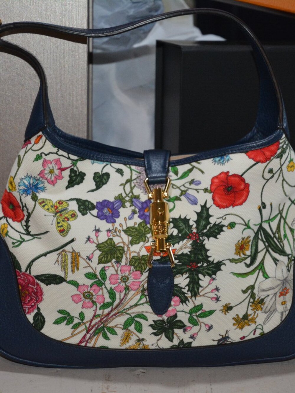 Gucci Jackie Flora Canvas Hobo Bag